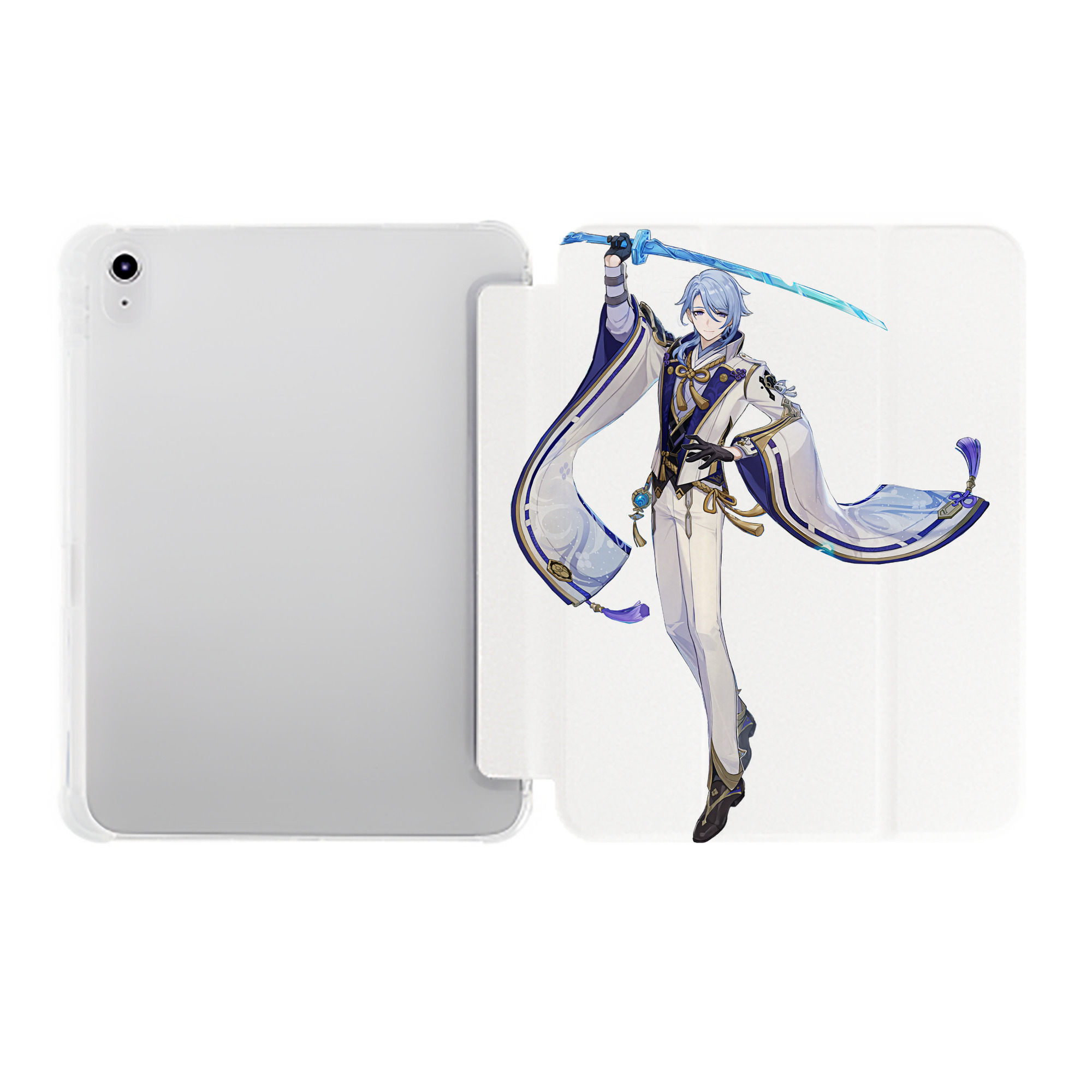 げんし神 神里綾人 かみさとあやと genshin Kamisato Ayato IPad ケース ペン収納付き 三つ折りスタンド PUレザー×シリコン 対応機種9.5/10.5/10.9インチ